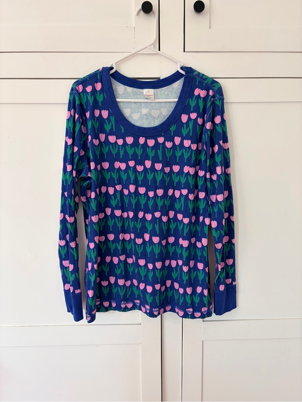 Hanna Anderson Oragnic Cotton Blue Tulip Long Sleeve Sleepwear Top Size XL